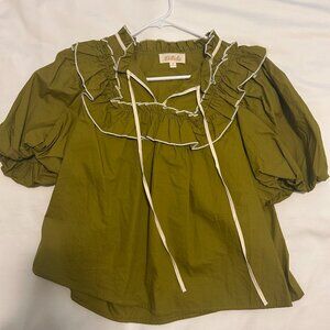 Listicle Green and Cream Blouse